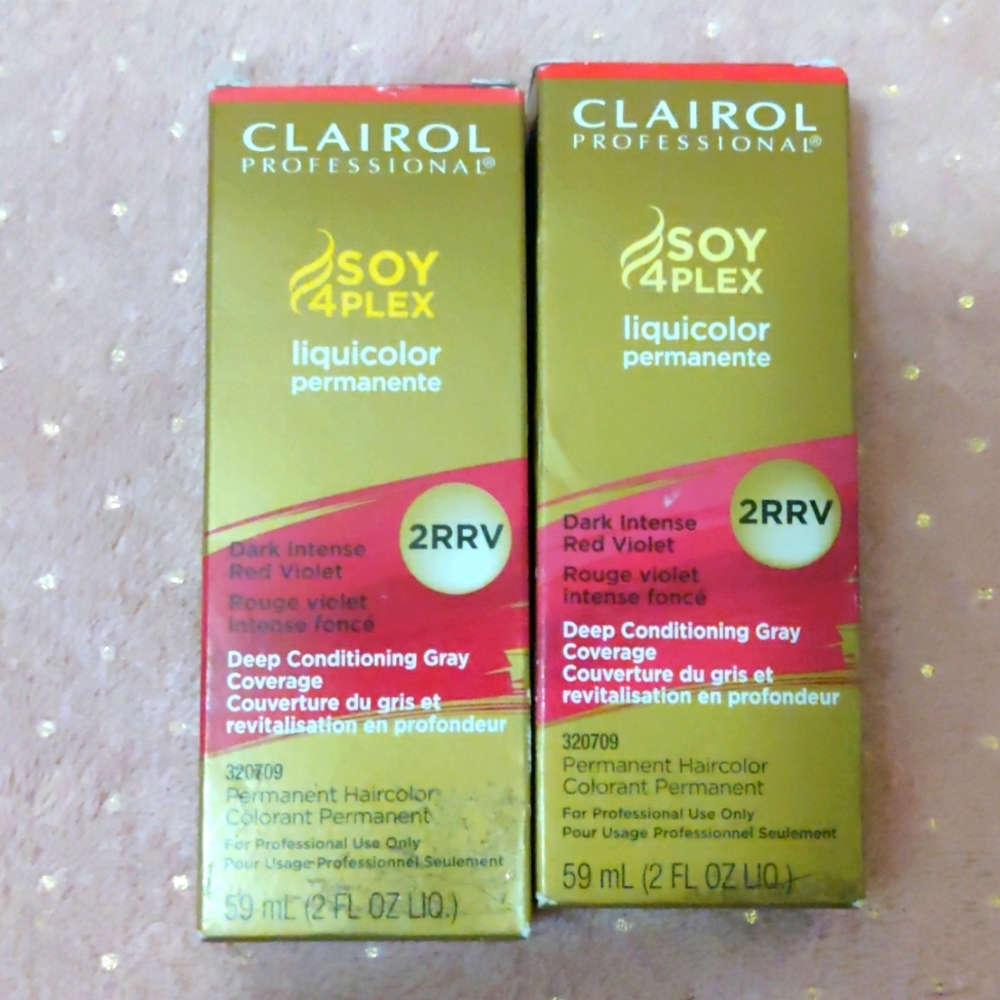 Nib 2 Clairol professional soy 4plex liquid hair color 2RRV